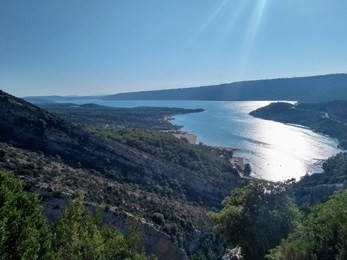 sainte croix lake view during summer time with morning light