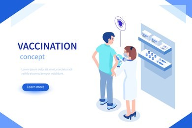 vaccination concept with characters. can use for web banner, infographics, hero images. flat isometric vector illustration.