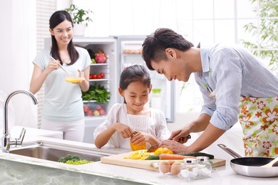 family in kitchen