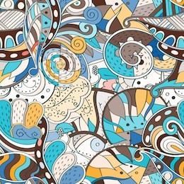 tracery seamless pattern. mehndi design. ethnic colorful doodle texture. curved doodling background. vector