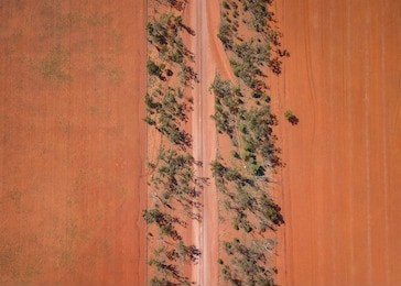 aerial view of country road