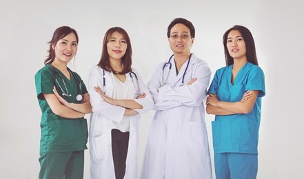 doctor and nurse professional standing