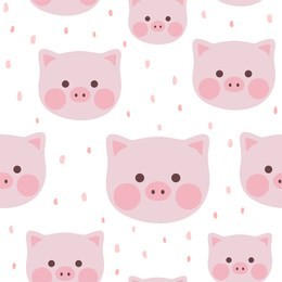cute pig seamless pattern background, vector illustration