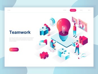 modern flat design isometric concept of teamwork for banner and website. isometric landing page template. business management, online communication and finance. vector illustration.