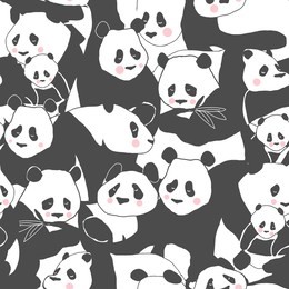 cute panda bear seamless pattern illustration for textile print, poster, cover, children and nursery room, wallpaper in vector