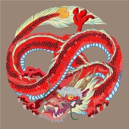 red circle dragon tattoo.infinity chinese dragon.