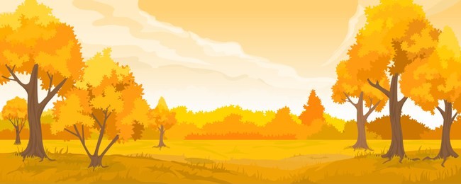 cartoon illustration of the autumn rural landscape