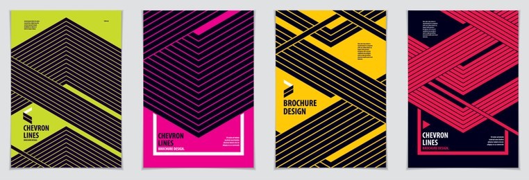 modern minimal template brochures, leaflets, posters. vector geometric patterns abstract backgrounds set. striped line textured geometric illustrations. a4 print format.