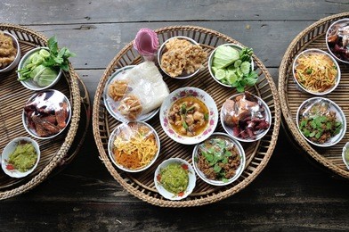 kantoke, traditionally meal set was popular in north of thailand, particularly chiang mai.