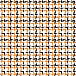 orange, black and white houndstooth tartan seamless vector pattern tile. halloween background. high fashion textile print. dog tooth check fabric texture. pattern tile swatch included.