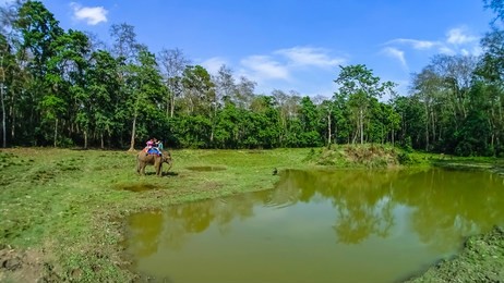 the people at elephant safari in chitwan national park, nepal