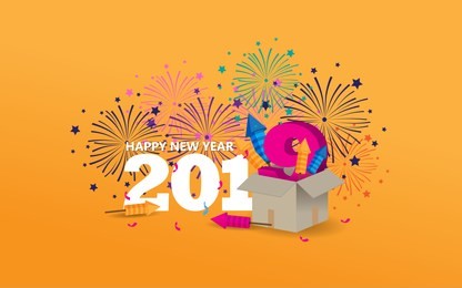 happy new year 2019 creative design with firework and colorful