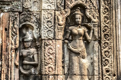 banteay kdei temple is khmer ancient temple in complex angkor wat in siem reap, cambodia in a summer day