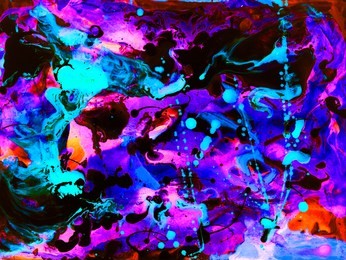 neon abstract hand painted background, vibrant colors of tropical leaves, texture, wallpaper.