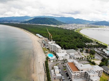 aerial view of karatsu bay, saga, japan