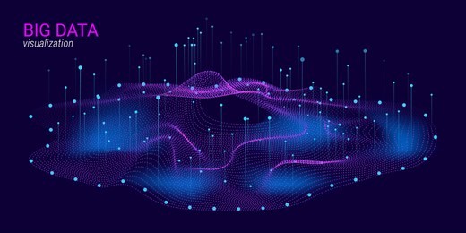 big data vector visualization. 3d futuristic cosmic design. technology background. visual presentation on the analysis of big data. glow fractal element in futuristic style. digital data visualization
