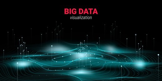 abstract big data visualization. wave glow circle with motion of dots. 3d futuristic background for science slide or visual information. cosmic light. technology concept of big data visualization.