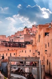 beautiful street of old medina in fes, morocco
