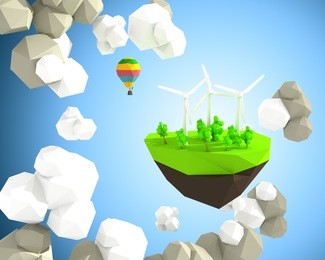 geen island in the sky. rendering image.