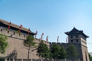 xi'an, china view of and from the city wall