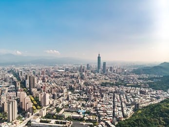 skyline of taipei city in downtown taipei, taiwan.
