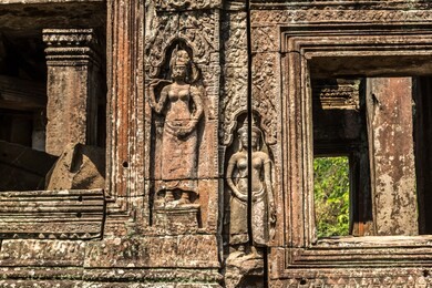 banteay kdei temple is khmer ancient temple in complex angkor wat in siem reap, cambodia in a summer day