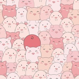 seamless pattern of cute pigs
