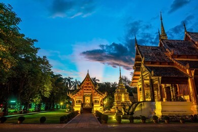 wat phra singh temple in the old town center of chiang mai,thailand