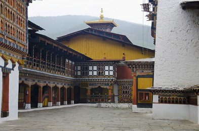 rinpung dzong. large drukpa kagyu buddhist monastery and fortress. inner view paro