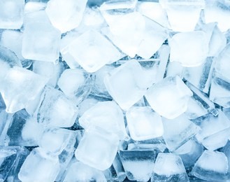 blue water cold clear ice background. white cube cool freeze fresh light.
