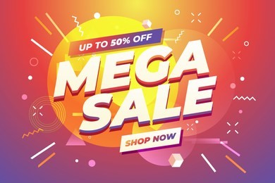 mega sale banner template design, big sale special offer. vector