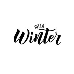 hand sketched hello winter text. lettering typography. vector illustration as poster, postcard, greeting card, invitation template. concept winter advertising
