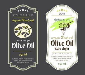 set of labels for olive oils. elegant design for olive oil packaging