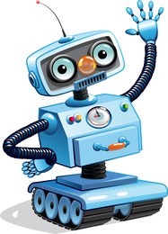 cartoon robot waving his hand. isolated on white