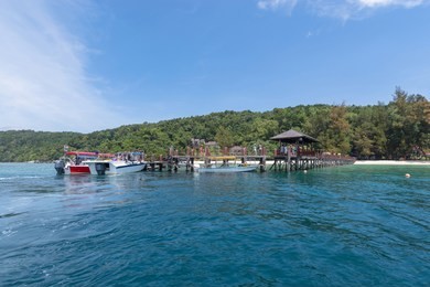 pier on the island of manukan, sabah, malaysia.