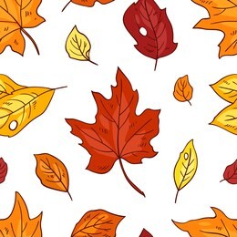 colorful seamless vector pattern with autumn leaves.