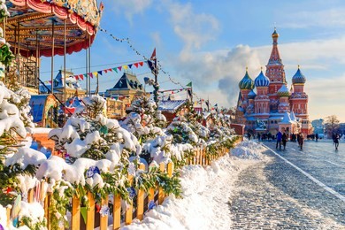  christmas in moscow. new year's decoration of the red square in moscow