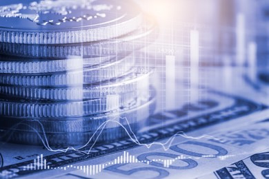 stock market or forex trading graph and candlestick chart suitable for financial investment concept. economy trends background for business idea and all art work design. abstract finance background.