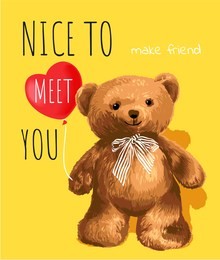 typography slogan with bear doll illustration