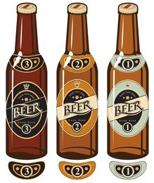 three beer bottles with labels