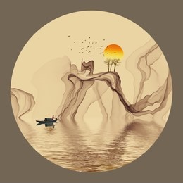 abstract ink and wash landscape