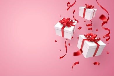 falling gift box, valentine's day celebrate, vector art and illustration