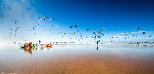 kite surfing at essaouira beach, morocco