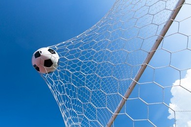 soccer ball in goal, success concept