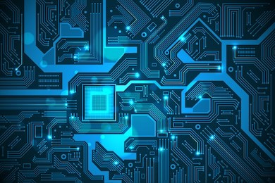 high tech electronic circuit board vector background.