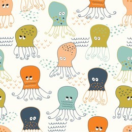 octopus in the water. seamless pattern.
