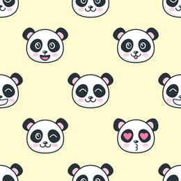 seamless pattern with cute panda faces