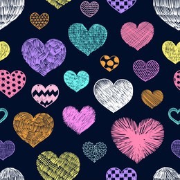 hearts doodles pattern. valentines day background. romantic texture. hand drawn effect vector. wedding and marriage doodles. love theme sketches. hearts scribbles.