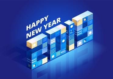 2019 happy new year background for your seasonal flyers and greetings card or christmas themed invitations. isometic vector illustration