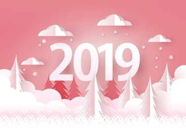 happy new year 2019. 2019 on sky, winter theme
